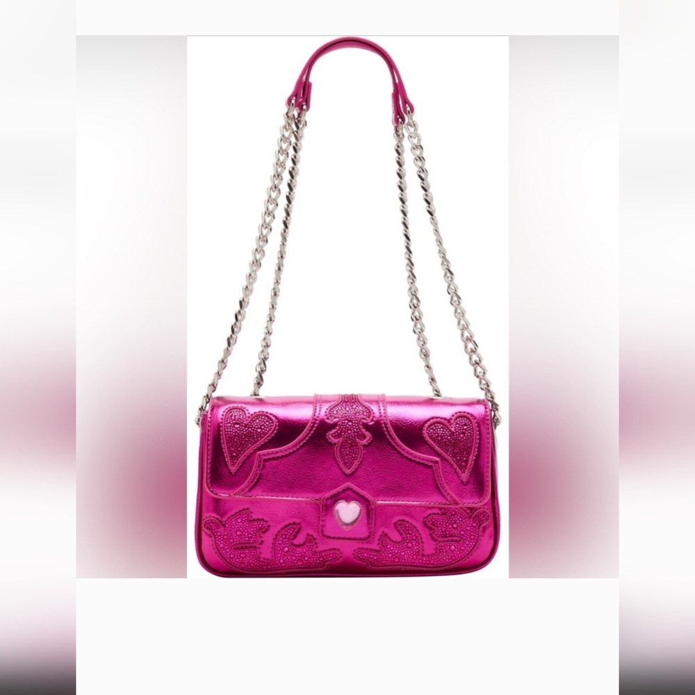 Betsey Johnson Rodeo Rhinestone Flap Bag Pink
